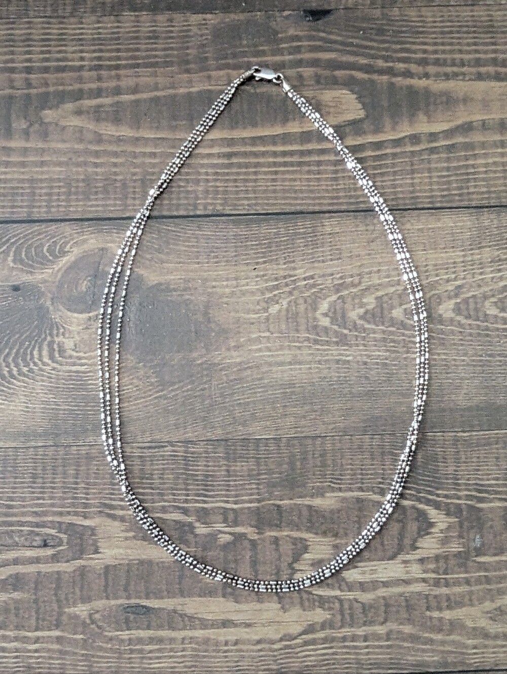 Vintage Italy 925 Sterling Silver Multi Strand Beaded Liquid Chain Necklace 18"